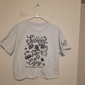 House of Cotton Light Gray Butterfly Fruit Graphic Cotton Tee Short Sleeve XL